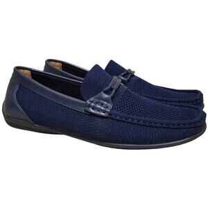 Aston Marc Men Walk Slip On Horsebit Loafers Size US 10.5M Navy Blue Knit Mesh